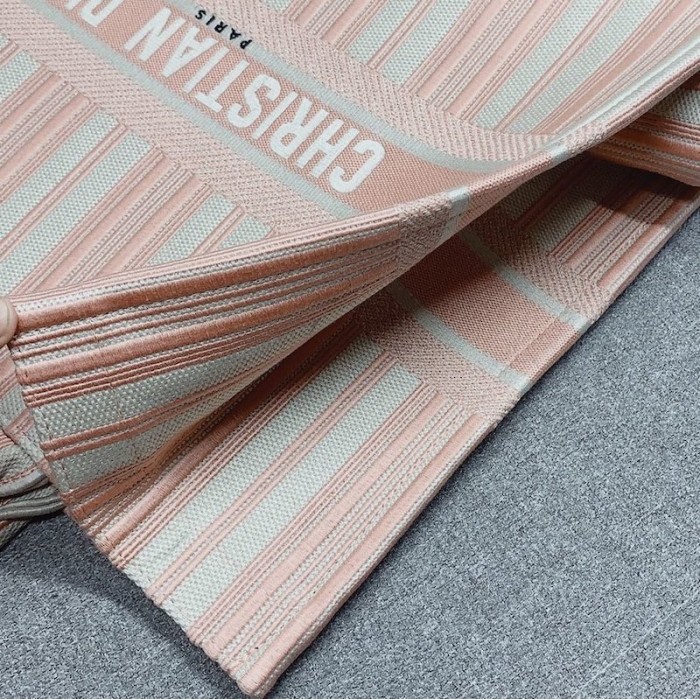 D*or book tote pink and white stripes