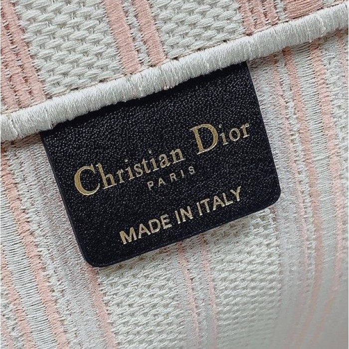 D*or book tote pink and white stripes