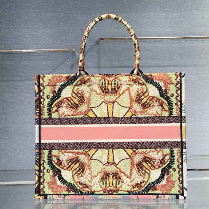 D*or book tote multicolor D*or in lights embroidery large