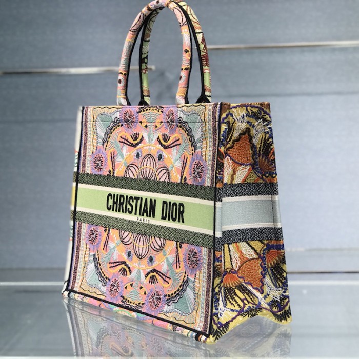D*or book tote multicolor D*or in lights embroidery large