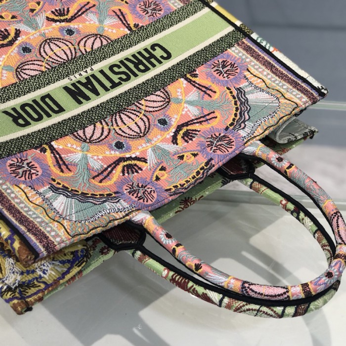 D*or book tote multicolor D*or in lights embroidery large