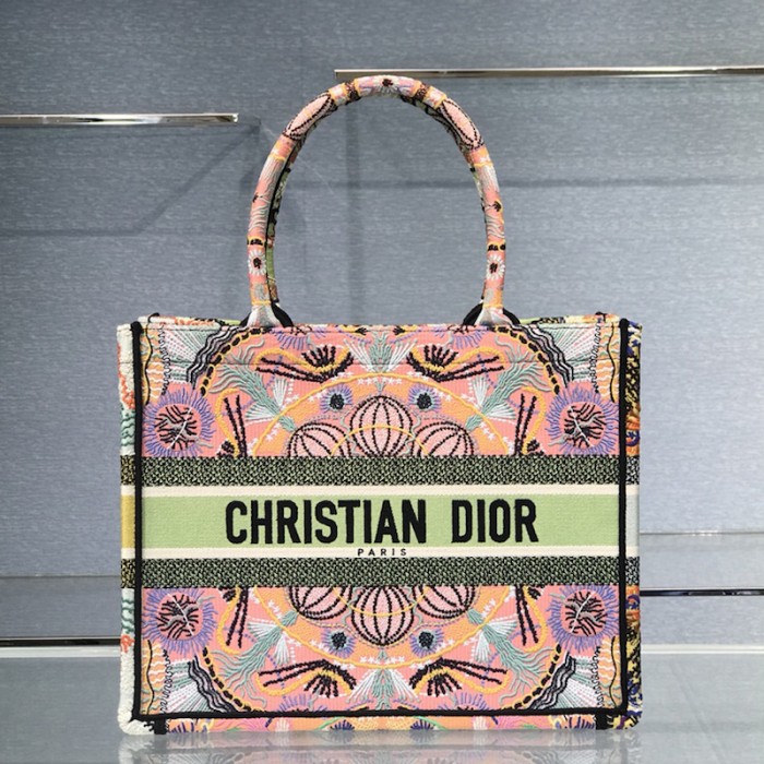 D*or book tote multicolor D*or in lights embroidery small