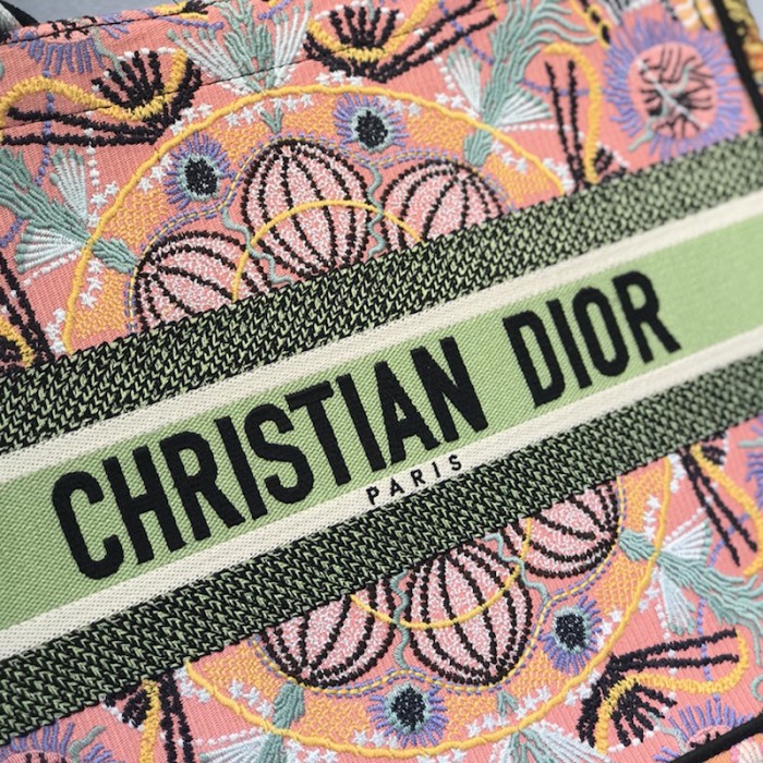 D*or book tote multicolor D*or in lights embroidery small