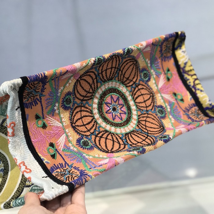 D*or book tote multicolor D*or in lights embroidery small