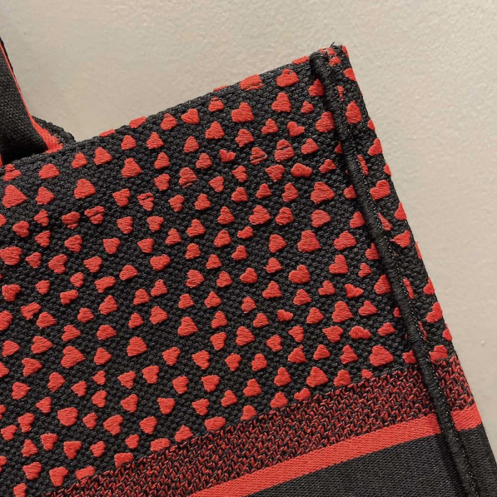 D*or large D*or book tote i love paris and red hearts embroidery