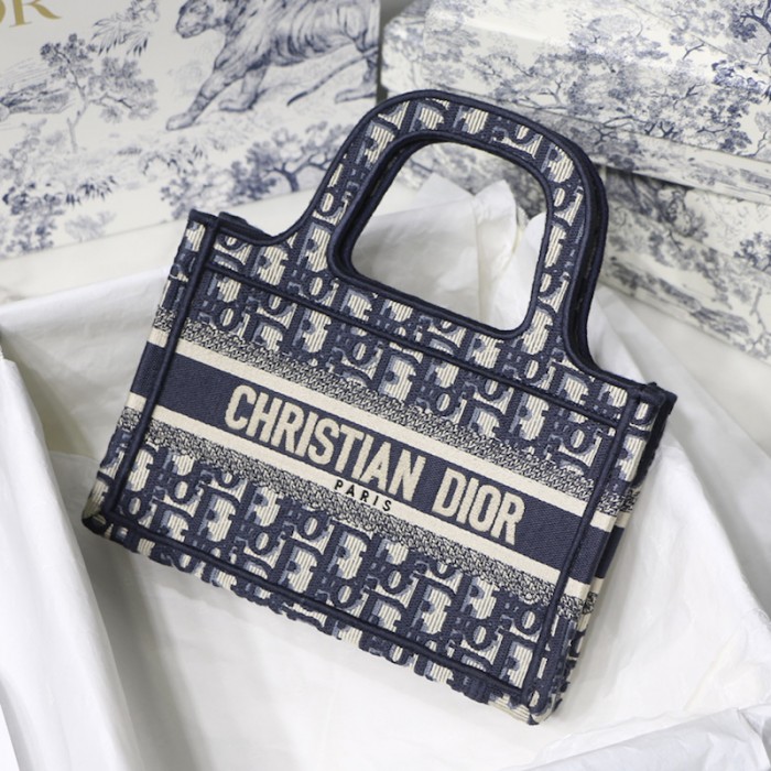 D*or mini D*or book tote blue D*or oblique embroidery