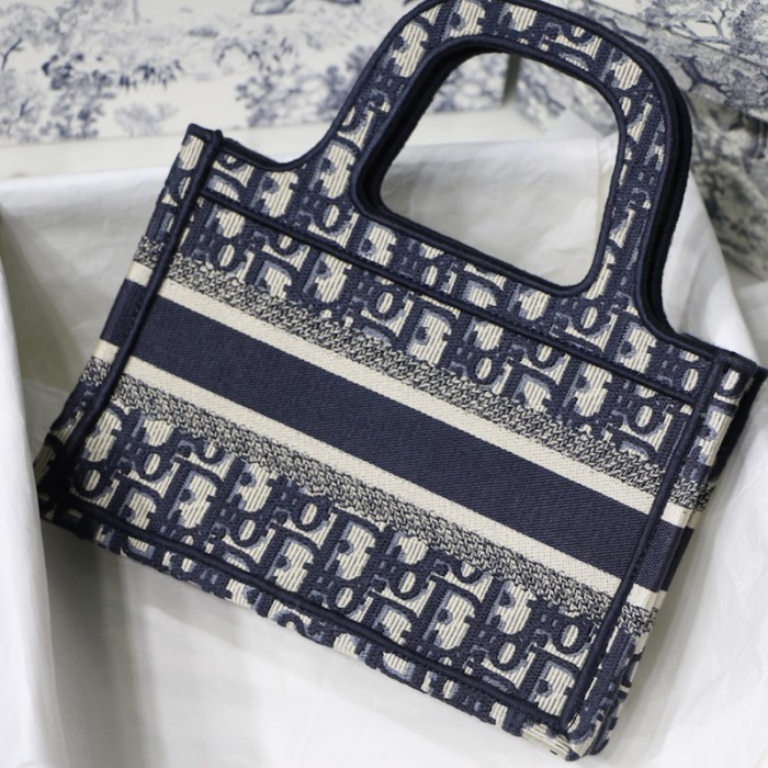D*or mini D*or book tote blue D*or oblique embroidery