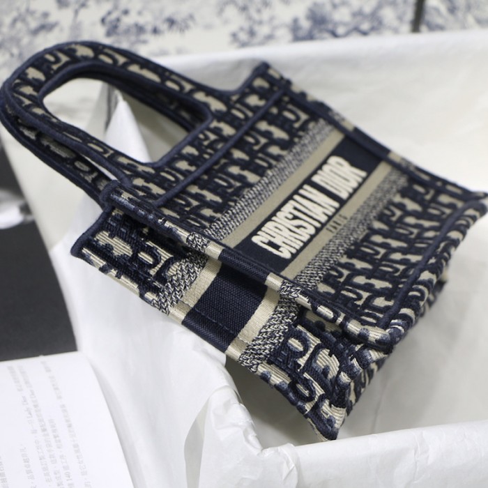 D*or mini D*or book tote blue D*or oblique embroidery
