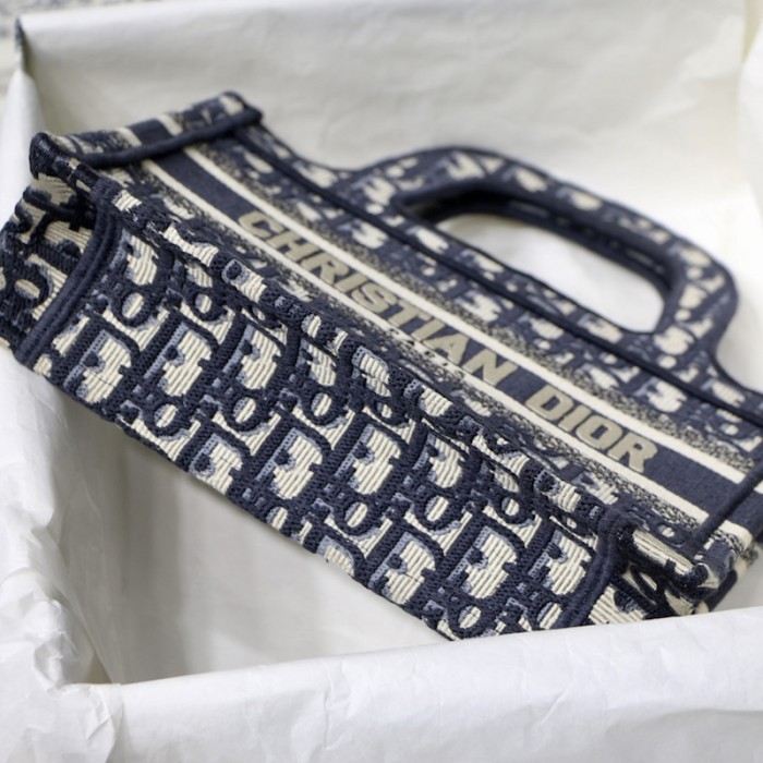 D*or mini D*or book tote blue D*or oblique embroidery