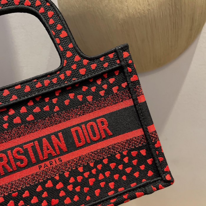D*or mini D*or book tote i love paris and red hearts embroidery