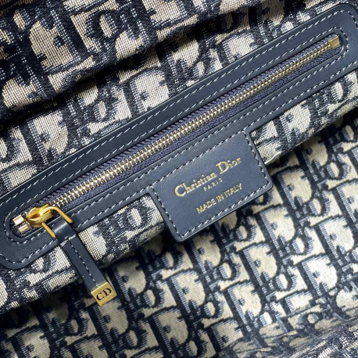 D*or wicker basket bag blue D*or oblique jacquard and natural wicker