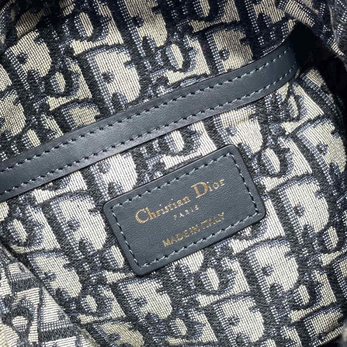 D*or wicker bucket bag blue cd oblique jacquard and natural wicker