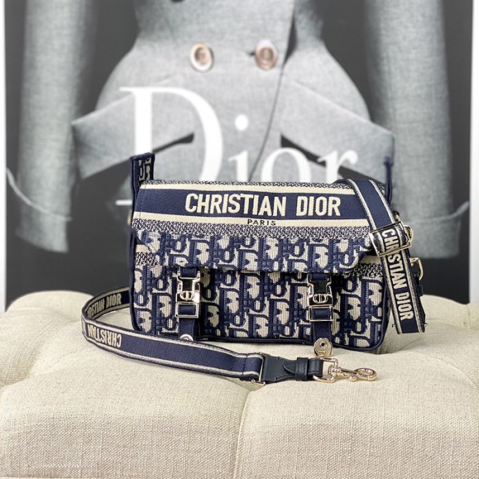 small D*orcamp bag blue D*or oblique embroidery