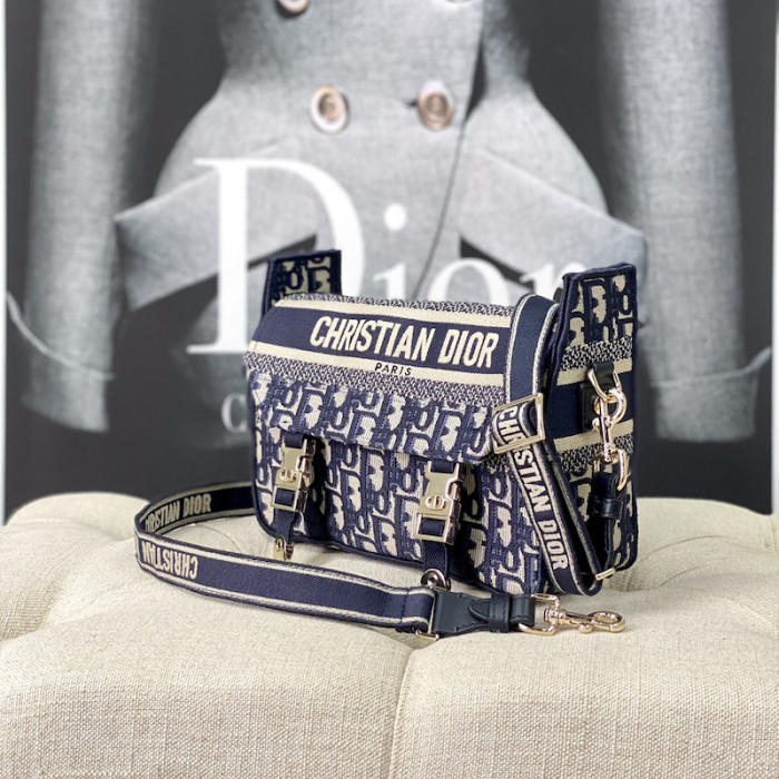 small D*orcamp bag blue D*or oblique embroidery