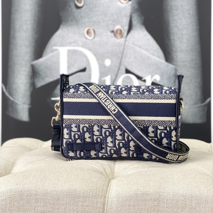 small D*orcamp bag blue D*or oblique embroidery
