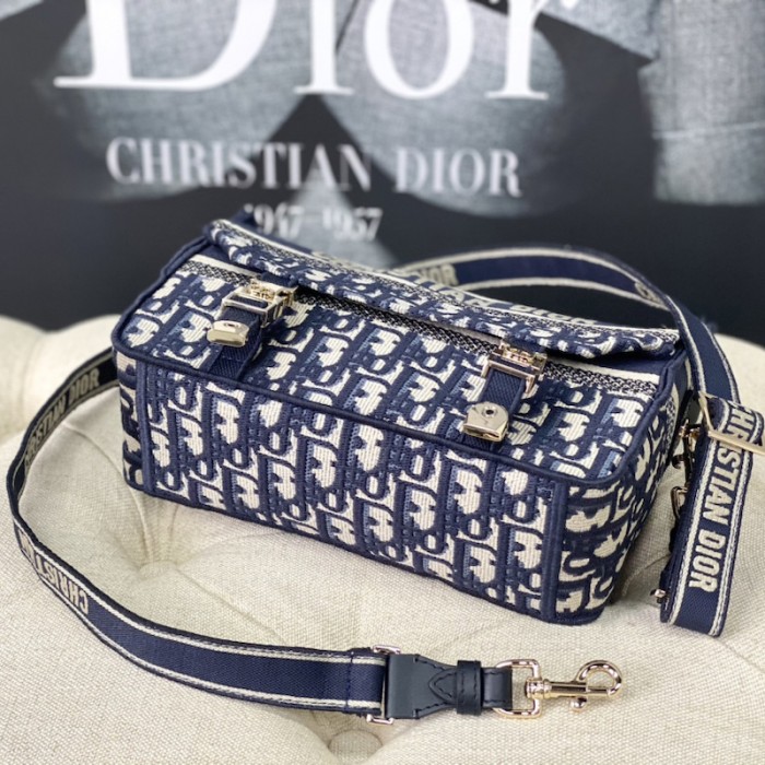 small D*orcamp bag blue D*or oblique embroidery
