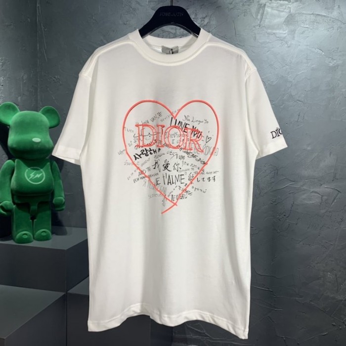 D*or t-shirt ecru linen and cotton with D*oramour graffiti motif white