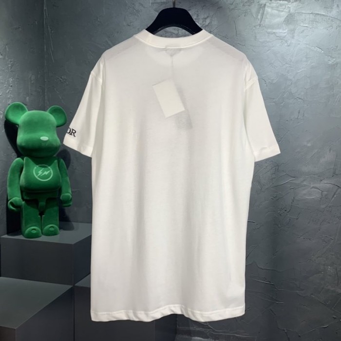 D*or t-shirt ecru linen and cotton with D*oramour graffiti motif white