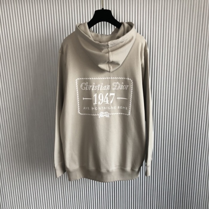 D*or cd 1947 hooded sweatshirt beige cotton fleece