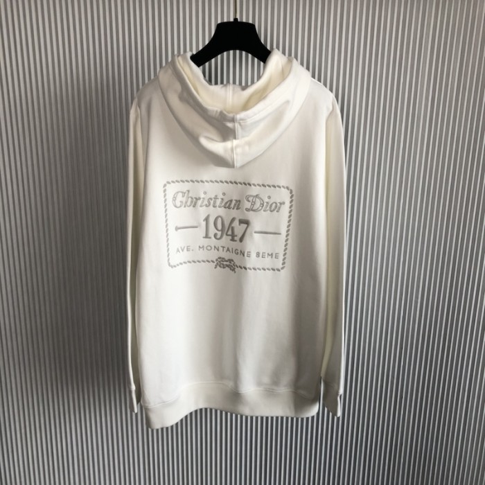 D*or cd 1947 hooded sweatshirt white cotton fleece