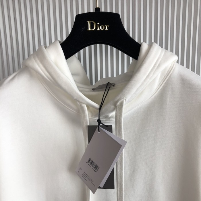 D*or cd 1947 hooded sweatshirt white cotton fleece