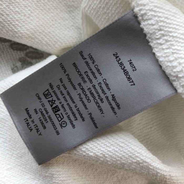D*or cd 1947 hooded sweatshirt white cotton fleece