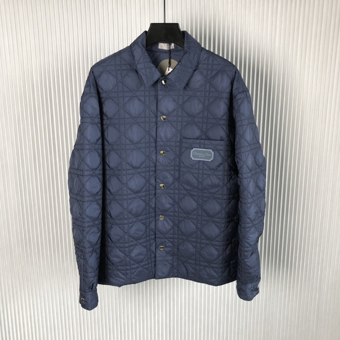 D*or cannage overshirt blue technical fabric