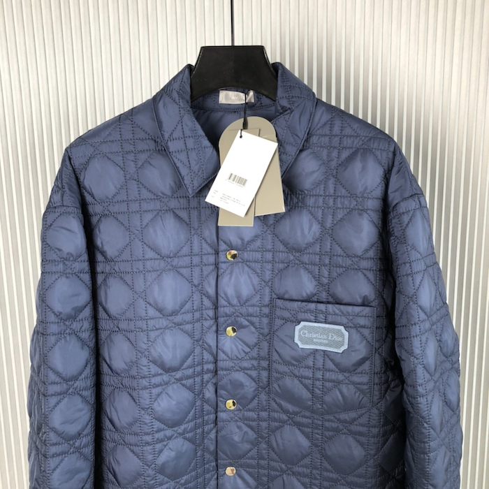 D*or cannage overshirt blue technical fabric