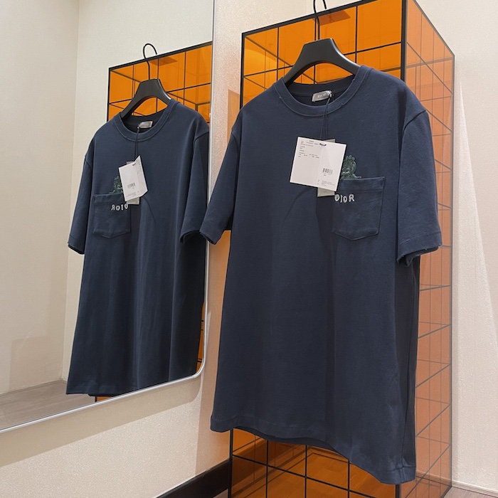 D*or and otani workshop relaxed-fit t-shirt navy blue slub cotton jersey