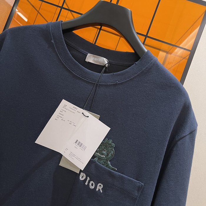 D*or and otani workshop relaxed-fit t-shirt navy blue slub cotton jersey