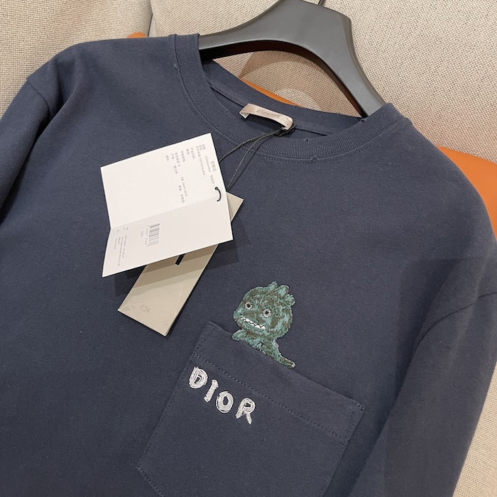 D*or and otani workshop relaxed-fit t-shirt navy blue slub cotton jersey