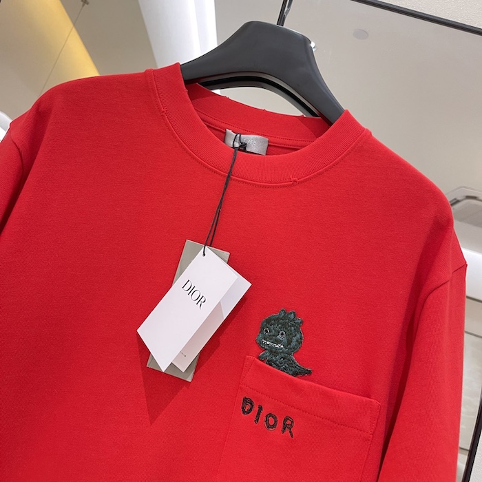 D*or and otani workshop relaxed-fit t-shirt red slub cotton jersey