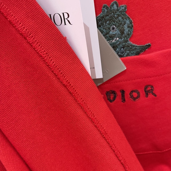 D*or and otani workshop relaxed-fit t-shirt red slub cotton jersey