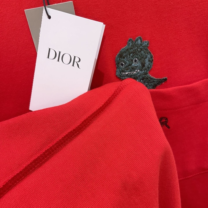 D*or and otani workshop relaxed-fit t-shirt red slub cotton jersey