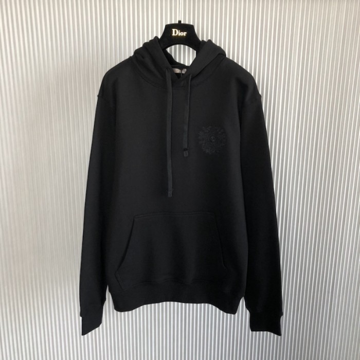 D*or etoile embroidered relaxed-fit hooded sweatshirt black