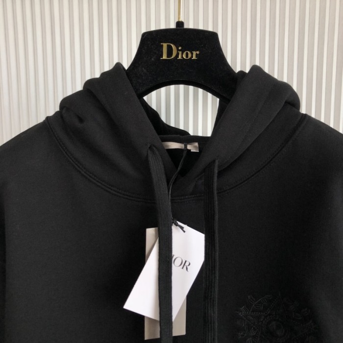 D*or etoile embroidered relaxed-fit hooded sweatshirt black
