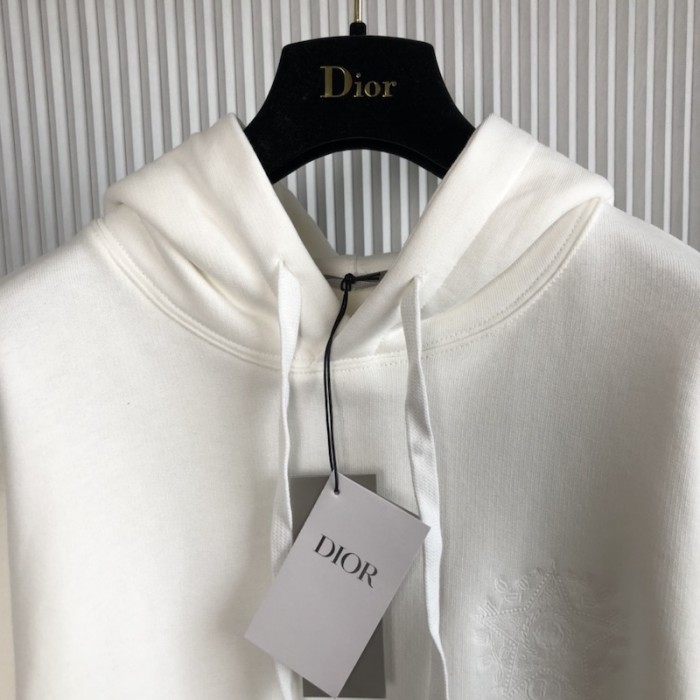 D*or etoile embroidered relaxed-fit hooded sweatshirt white
