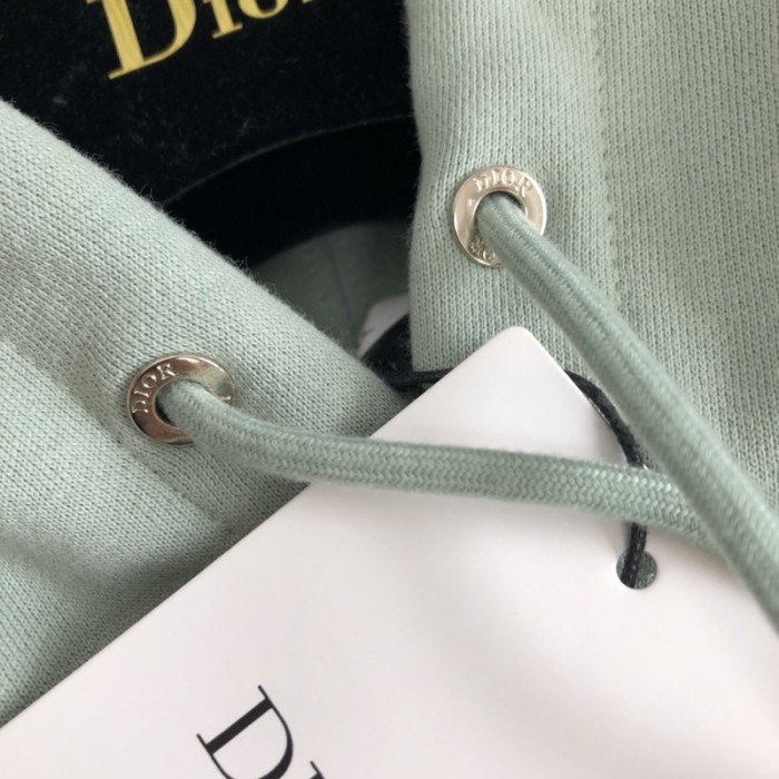 D*or icon hooded sweatshirt green cotton fleece