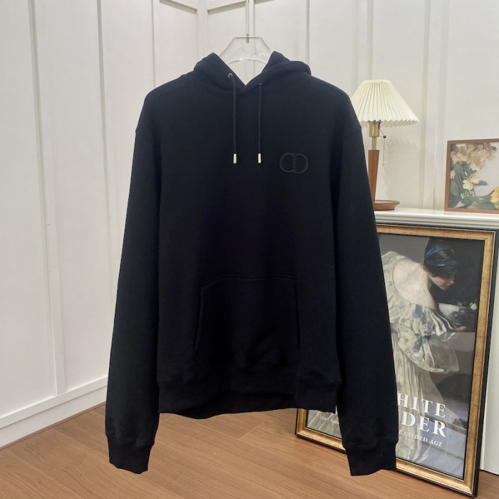 D*or essentials cd icon hooded sweatshirt black cotton fleece