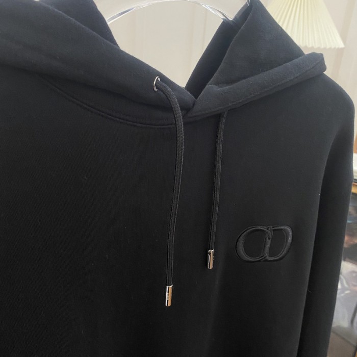 D*or essentials cd icon hooded sweatshirt black cotton fleece