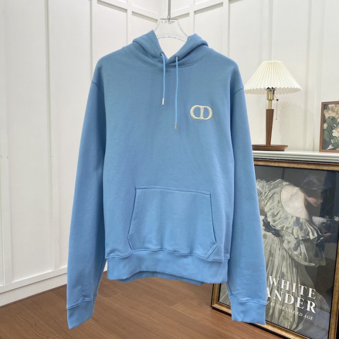 D*or essentials cd icon hooded sweatshirt blue cotton fleece