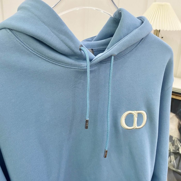 D*or essentials cd icon hooded sweatshirt blue cotton fleece