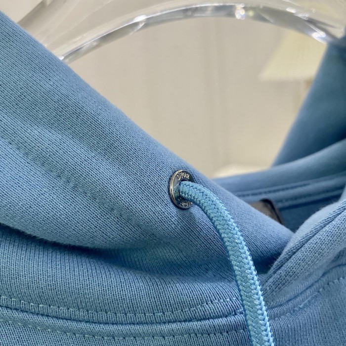 D*or essentials cd icon hooded sweatshirt blue cotton fleece