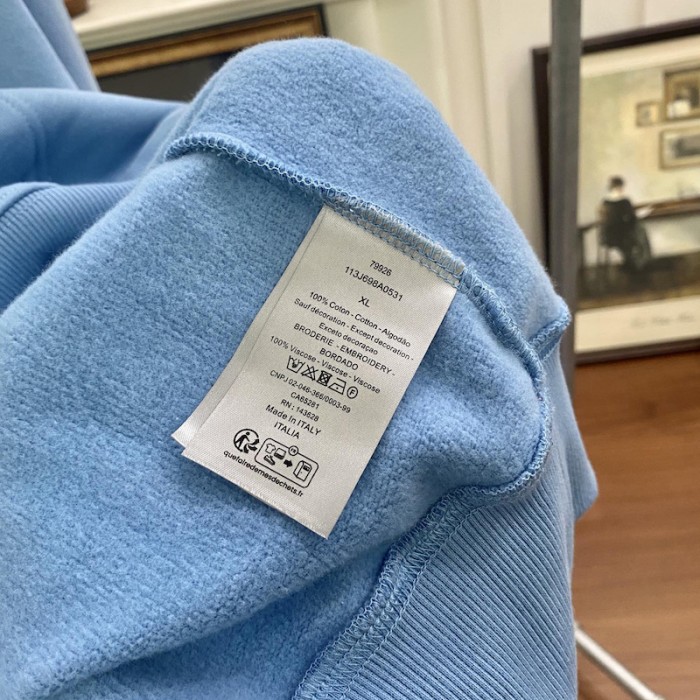 D*or essentials cd icon hooded sweatshirt blue cotton fleece