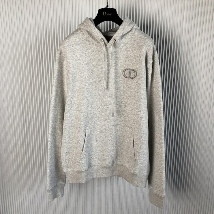 D*or essentials cd icon hooded sweatshirt gray cotton fleece