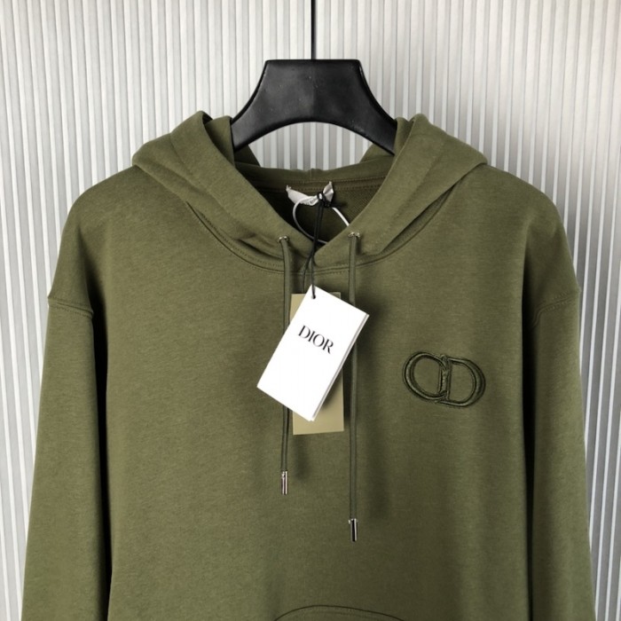D*or essentials cd icon hooded sweatshirt green cotton fleece