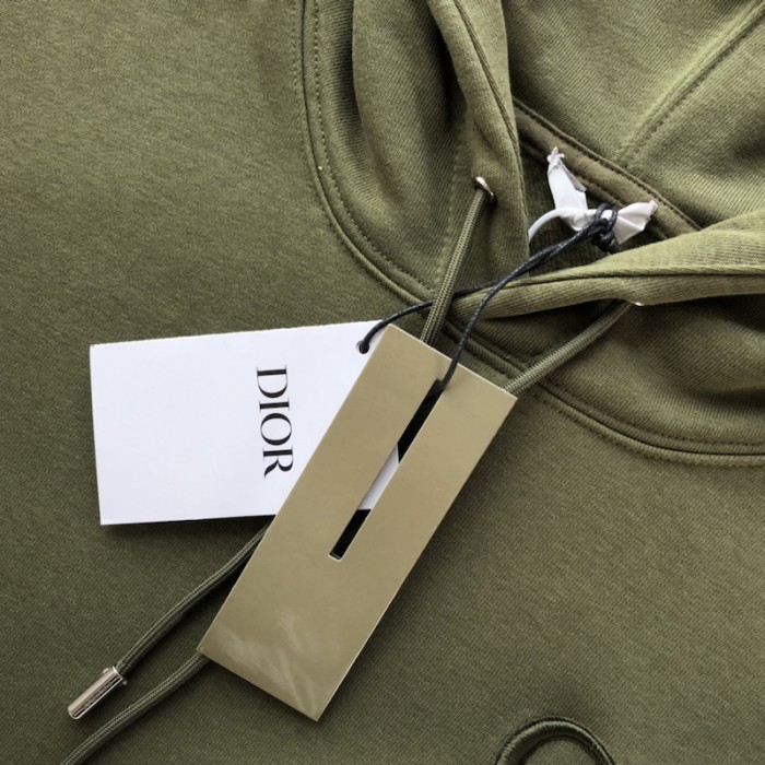 D*or essentials cd icon hooded sweatshirt green cotton fleece
