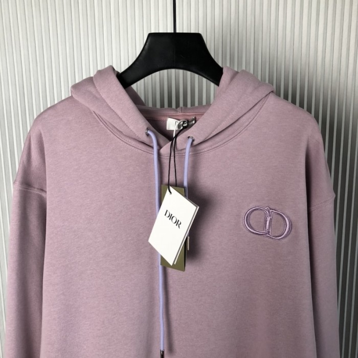 D*or essentials cd icon hooded sweatshirt purple cotton fleece