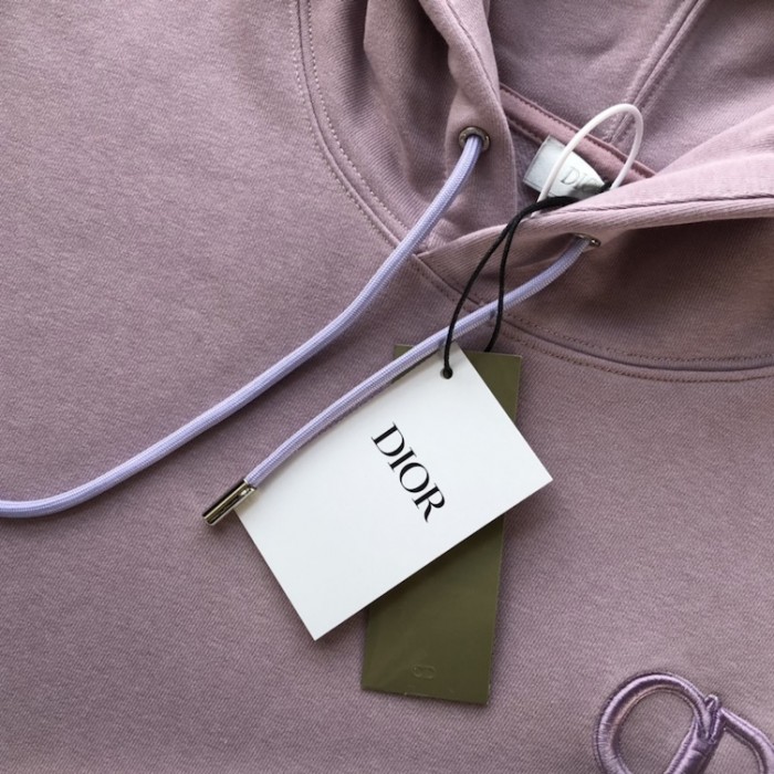 D*or essentials cd icon hooded sweatshirt purple cotton fleece