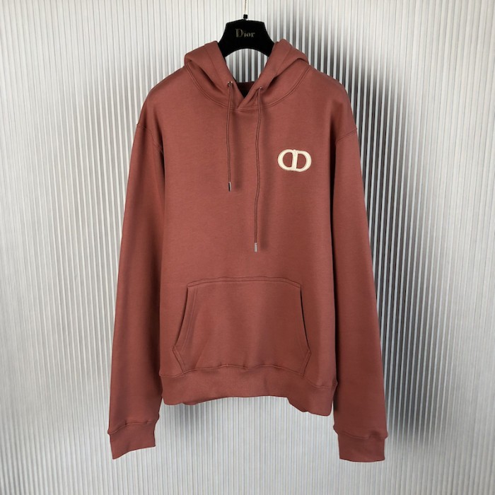 D*or essentials cd icon hooded sweatshirt rose pink cotton fleece